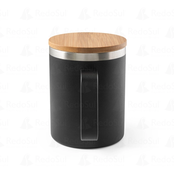 Copo personalizado em aço inox reciclado com tampa em bambu 420 mL Copo personalizado em aço inox reciclado com tampa em bambu 420 mL